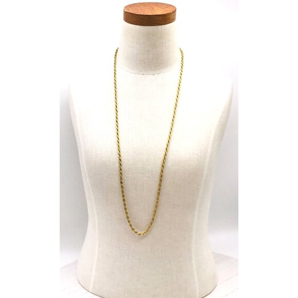 Gold Tone Rope Chain Necklace 30" Long Lobster Clasp Closure by Trifari - Picture 2 of 5